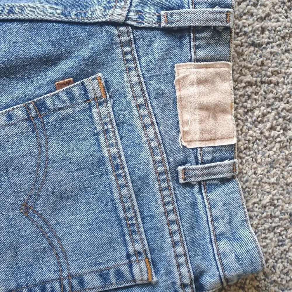 Levi's Orange Tab Vintage Faded Denim Jean Shorts Jorts 34x3.5 Raw Hem Western